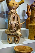 Chariot drawn by bulls or steers, clay rhyton. Karfi, Crete, Late postpalatial period (LM IIIC), 1100-1000 BC. Archaeological Museum of Heraklion.